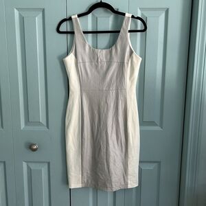 My Tribe Gray Leather White Pencil Dress‎ Small Sleeveless Bodycon Fitted